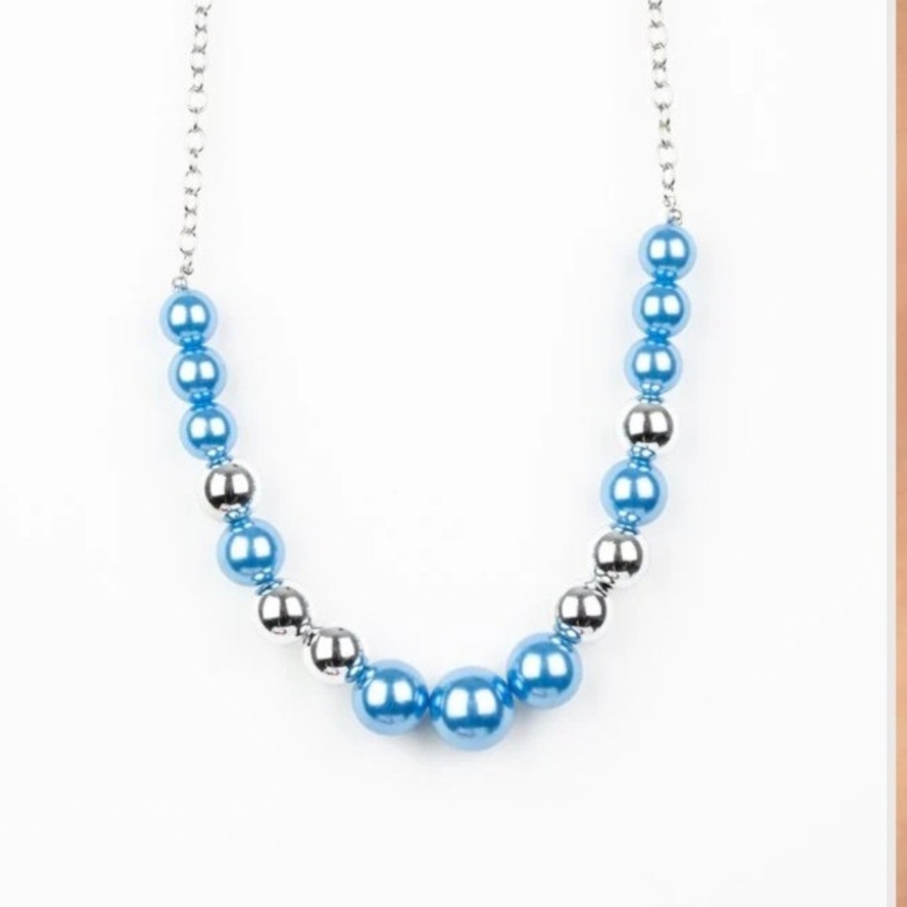 Paparazzi Blue and Silver Bead Necklace Take Note Fashion Jewelry